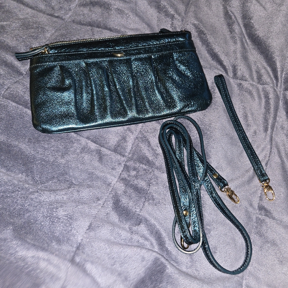 Tusk Leather Elegant Teal Women's Bag With Two Straps